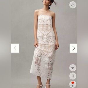 BHLDN White Lace Strapless Dress